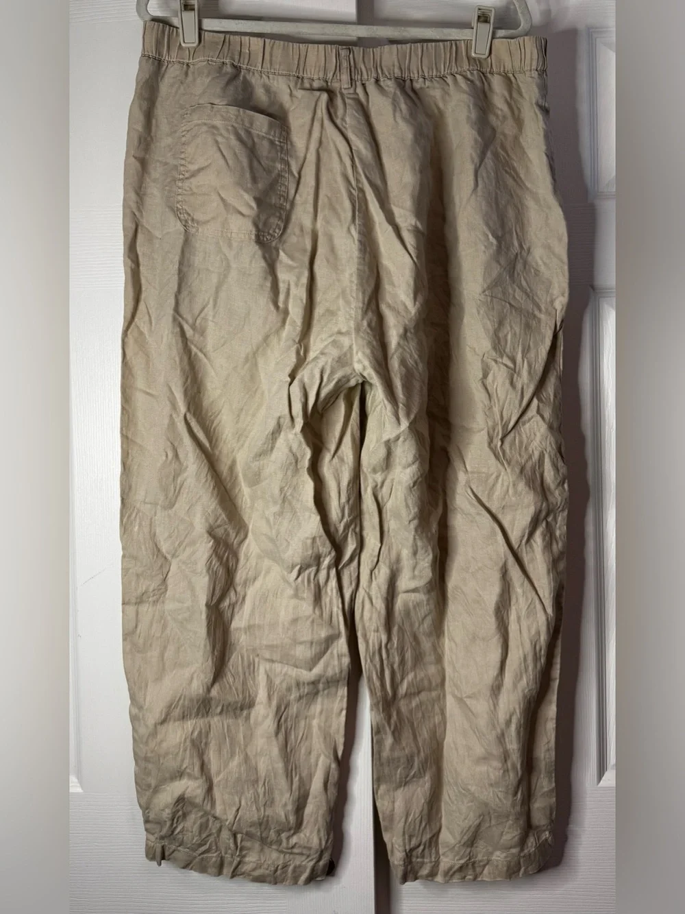 Quince Italian Linen Beige Straight Leg Ankle Pants - Size XL